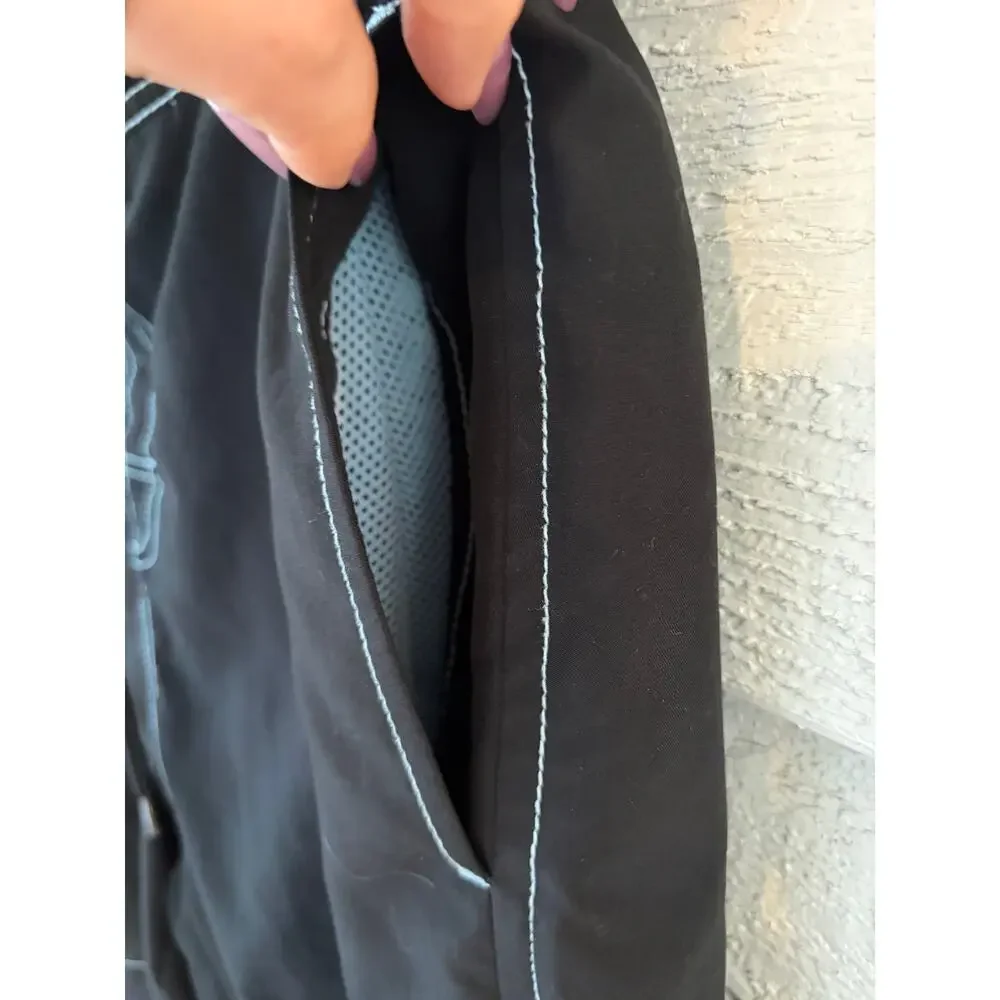 Jamaica Jaxx Black Board Shorts | Size L | Beach Swim Trunks Blue Stitch
